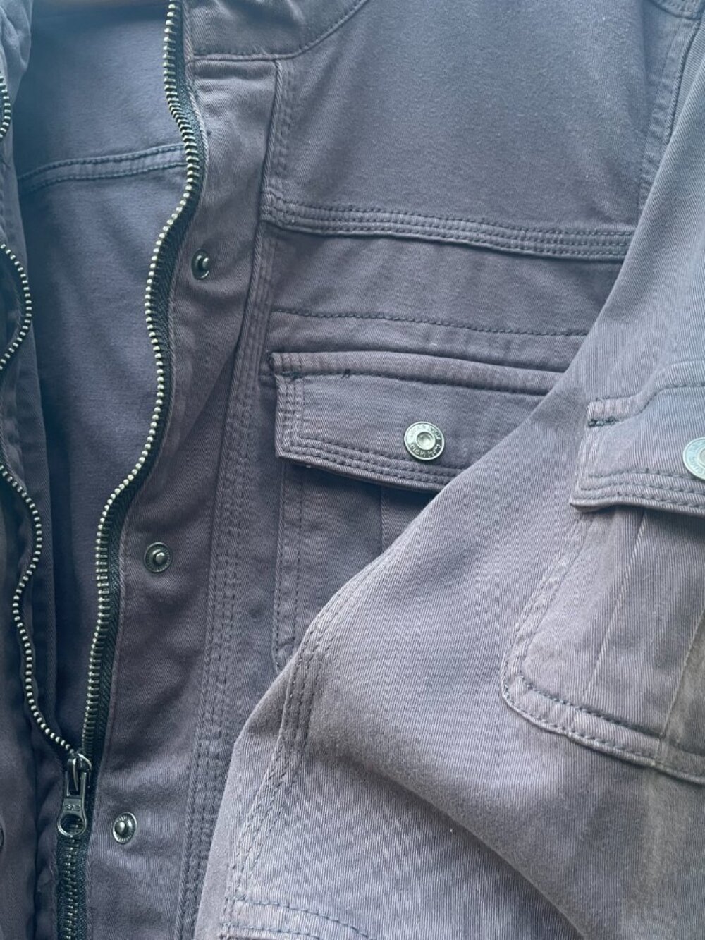 NWOT Kensie Gray Utility Jacket Distressed Grunge Gorpcore XL Cargo Multi-Pocket - Picture 3 of 16
